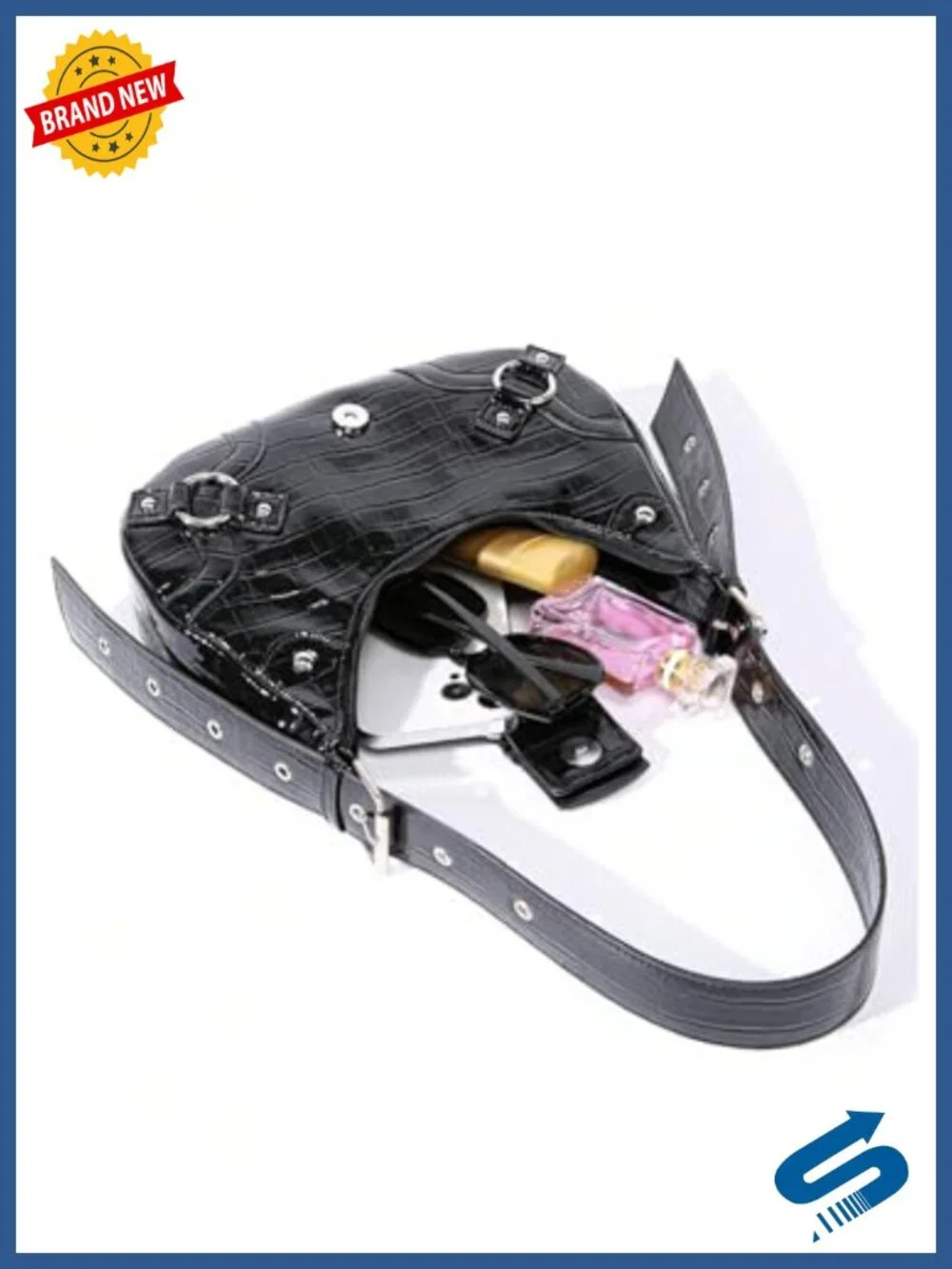 Y2K Studded PU Leather Clutch Handbag Boho Shoulder Bag